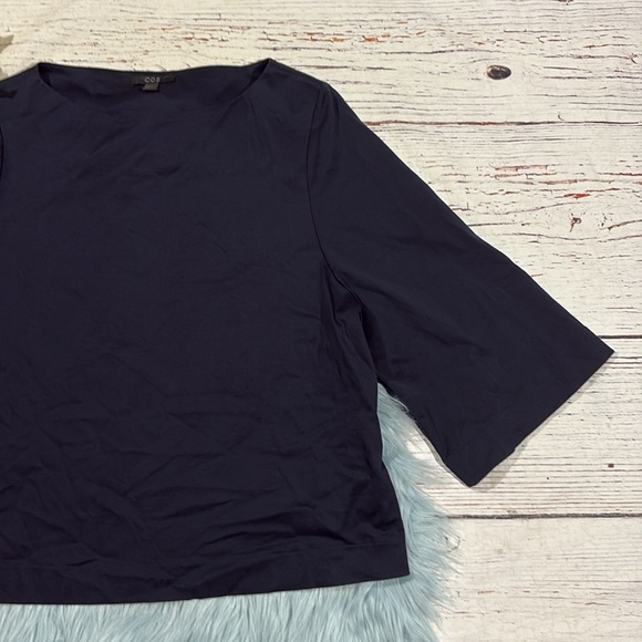 COS Navy Boxy 3/4 Sleeve Batwing Dolman Top - Picture 3 of 7